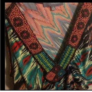 Beaded Native American inspired beaded gorgeous dress Missoni inspired pattern